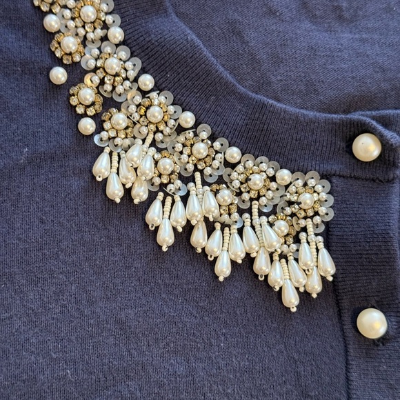 Kate Spade, pearl embellished Macie cardigan. Navy blue, size small - Picture 5 of 11